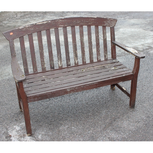 303 - Painted wooden garden bench, approx 130cm wide x 59cm deep x 94cm tall