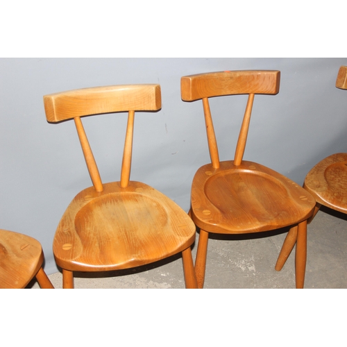 22 - An unusual set of 4 heavy bespoke made Brutalist style retro dining chairs with solid elm seats, see... 