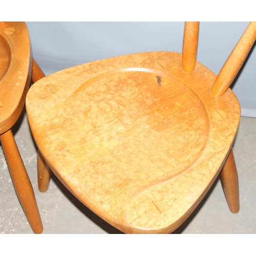 22 - An unusual set of 4 heavy bespoke made Brutalist style retro dining chairs with solid elm seats, see... 