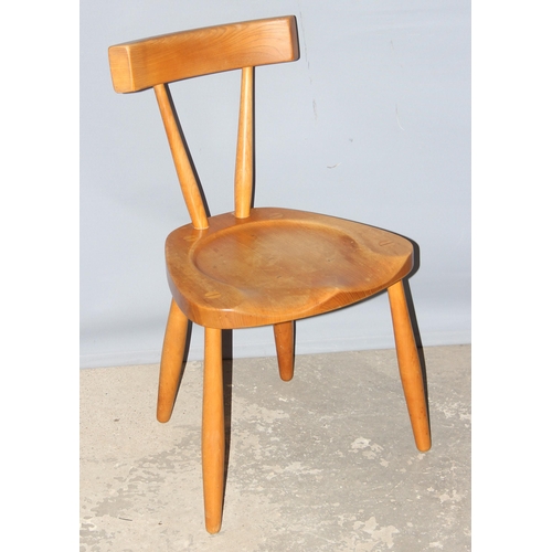 22 - An unusual set of 4 heavy bespoke made Brutalist style retro dining chairs with solid elm seats, see... 