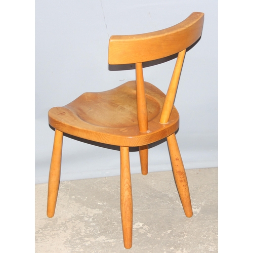 22 - An unusual set of 4 heavy bespoke made Brutalist style retro dining chairs with solid elm seats, see... 