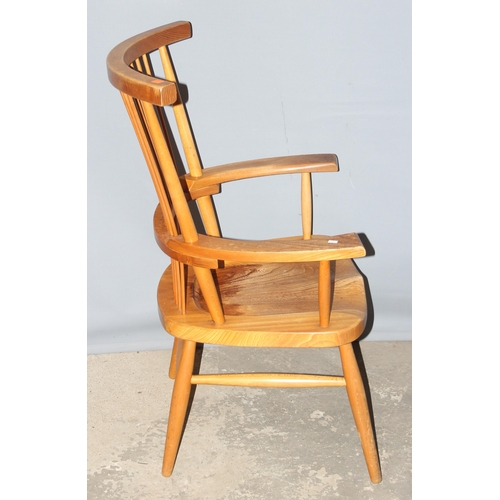 19 - An unusual heavy bespoke made Brutalist style retro armchair with solid elm seat and comb back, seem... 