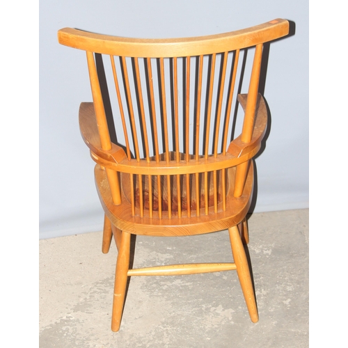 19 - An unusual heavy bespoke made Brutalist style retro armchair with solid elm seat and comb back, seem... 