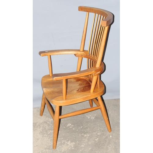 19 - An unusual heavy bespoke made Brutalist style retro armchair with solid elm seat and comb back, seem... 