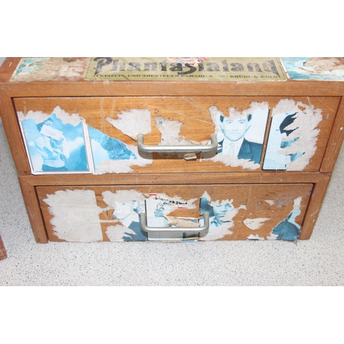 270 - 3 retro wooden chests of drawers, a 5, 3 & 2, the 5 drawer approx 35cm wide x 31cm deep x 57cm tall