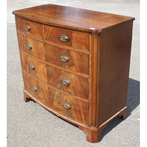 54 - An antique mahogany 2 over 3 chest of drawers with brass handles, approx 113cm wide x 58cm deep x 10... 