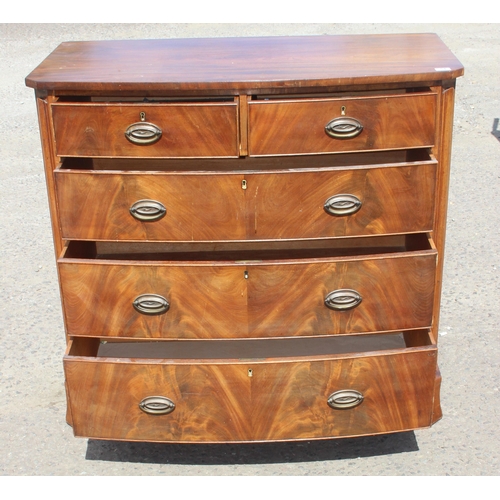 54 - An antique mahogany 2 over 3 chest of drawers with brass handles, approx 113cm wide x 58cm deep x 10... 