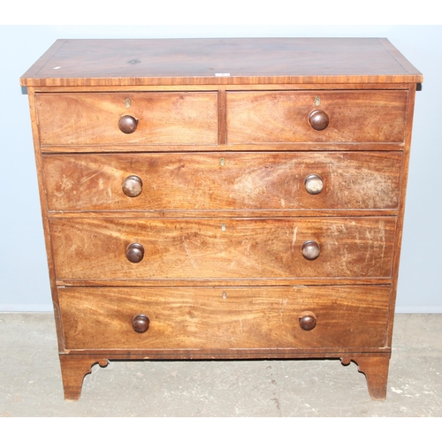 6 - A 19th century 2/3 mahogany chest of drawers with bun handles, approx 106cm wide x 57cm deep x 107cm... 