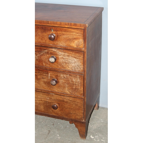 6 - A 19th century 2/3 mahogany chest of drawers with bun handles, approx 106cm wide x 57cm deep x 107cm... 