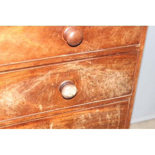 6 - A 19th century 2/3 mahogany chest of drawers with bun handles, approx 106cm wide x 57cm deep x 107cm... 