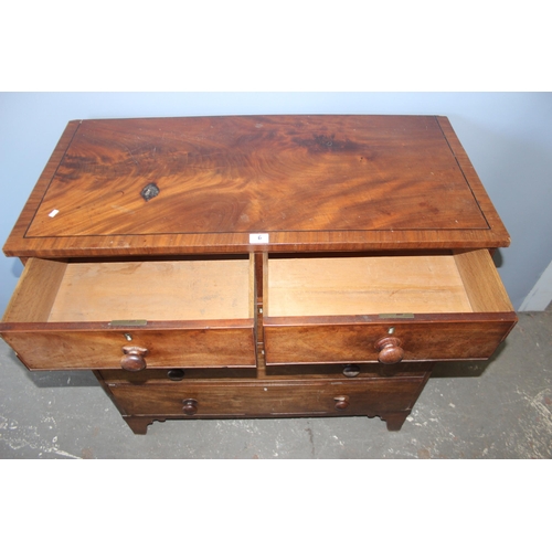 6 - A 19th century 2/3 mahogany chest of drawers with bun handles, approx 106cm wide x 57cm deep x 107cm... 