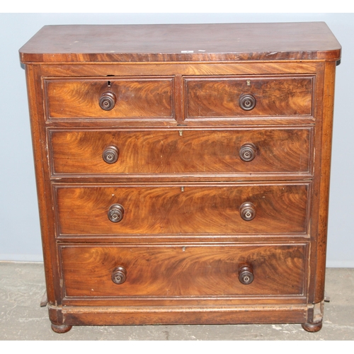 8 - A 19th century 2/3 mahogany chest of drawers with bun handles, approx 103cm wide x 48cm deep x 104cm... 