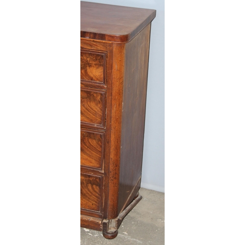 8 - A 19th century 2/3 mahogany chest of drawers with bun handles, approx 103cm wide x 48cm deep x 104cm... 