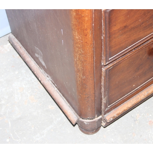 8 - A 19th century 2/3 mahogany chest of drawers with bun handles, approx 103cm wide x 48cm deep x 104cm... 