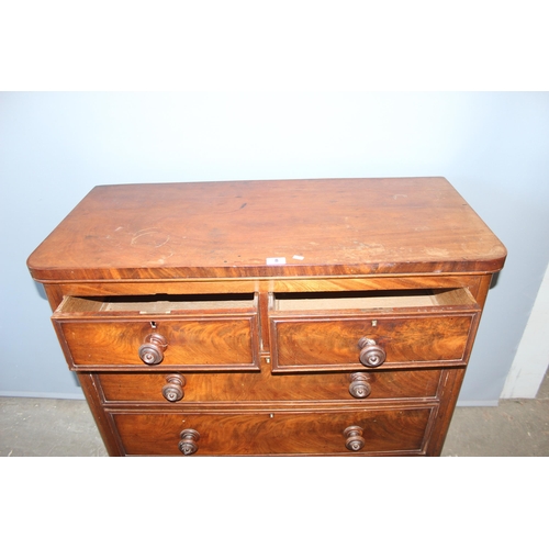 8 - A 19th century 2/3 mahogany chest of drawers with bun handles, approx 103cm wide x 48cm deep x 104cm... 