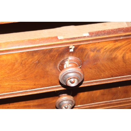 8 - A 19th century 2/3 mahogany chest of drawers with bun handles, approx 103cm wide x 48cm deep x 104cm... 