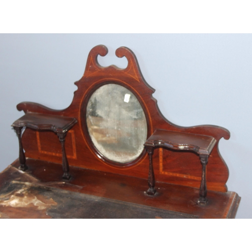 9 - A small antique ladies mahogany writing desk with mirror, for restoration, Sheraton revival c.1900, ... 