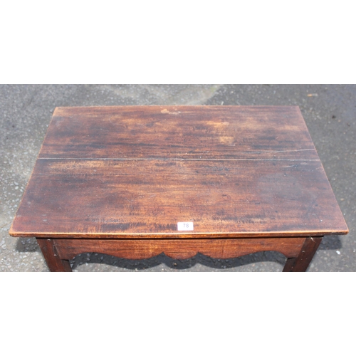 78 - An antique mahogany hall table with shaped rail, approx 86cm wide x 54cm deep x 79cm tall