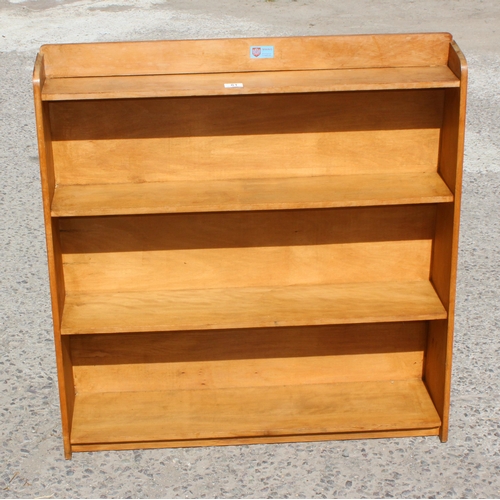 81 - A retro Ybro Whitewood Furniture waterfall bookcase, approx 91cm wide x 94cm tall