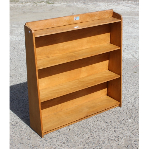 81 - A retro Ybro Whitewood Furniture waterfall bookcase, approx 91cm wide x 94cm tall