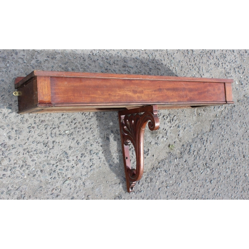 90 - An antique mahogany wall mounted console table with single drawer, approx 110cm wide x 34cm deep