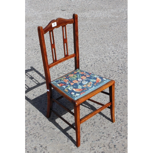 92 - Antique mahogany bedroom chair with tapestry seat