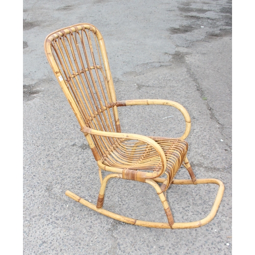 116 - Retro bamboo rocking chair, possibly Italian