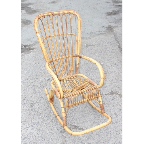 116 - Retro bamboo rocking chair, possibly Italian