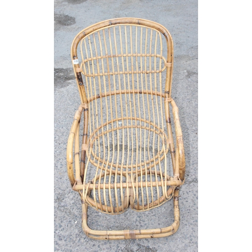 118 - A retro bamboo and wicker chair, strongly in the manner of Franco Albini