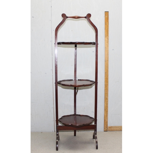 119 - Early 20th century folding cake stand, approx 94cm