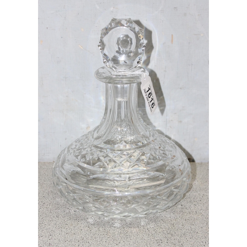 1616 - Royal Brierly crystal ship decanter, approx 27cm tall