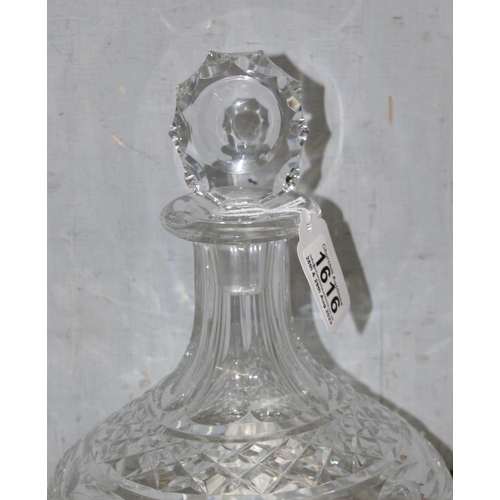 1616 - Royal Brierly crystal ship decanter, approx 27cm tall