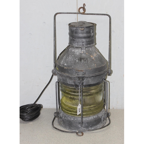 234 - Large ships masthead lamp later converted to electricity, stands approx 50cm high