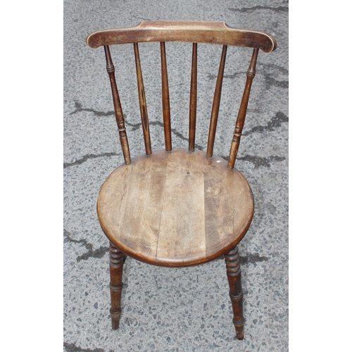 5 - A set of 4 antique penny seated stickback Windsor chairs