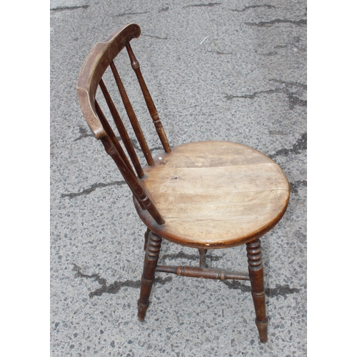 5 - A set of 4 antique penny seated stickback Windsor chairs