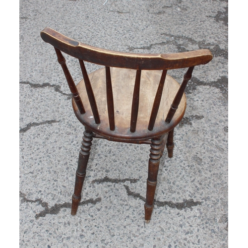 5 - A set of 4 antique penny seated stickback Windsor chairs