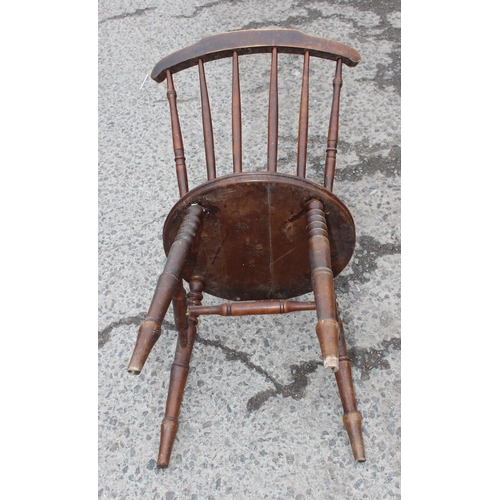 5 - A set of 4 antique penny seated stickback Windsor chairs