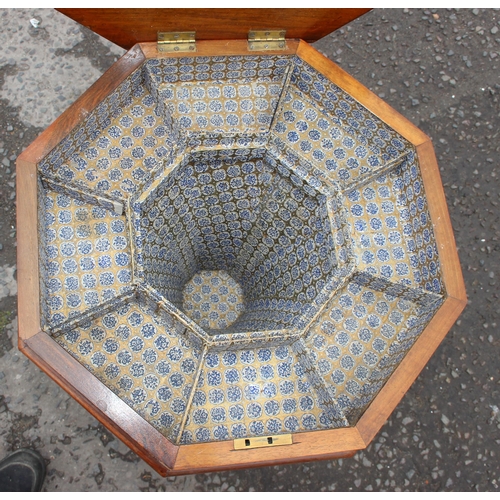 98 - A Victorian walnut trumpet shaped sewing table with marquetry inlay, approx 45cm wide x 76cm tall