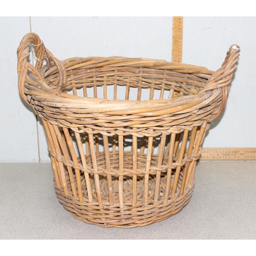 271 - Vintage wicker log basket, approx 57cm wide