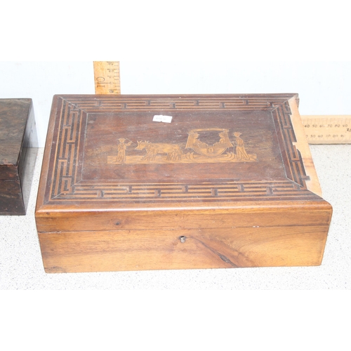 279 - Qty of assorted vintage and antique wooden boxes and other interesting woodenware