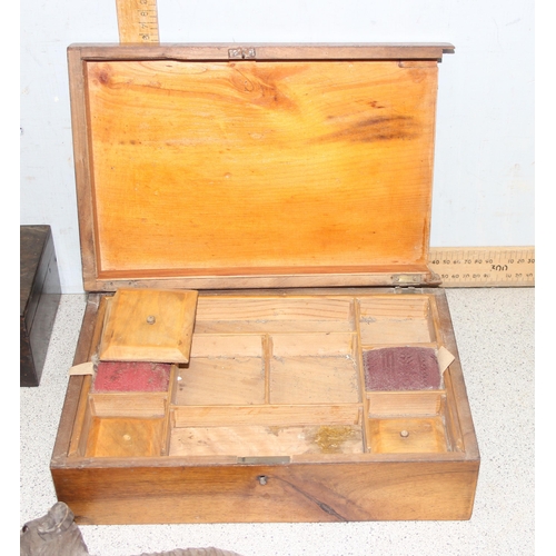 279 - Qty of assorted vintage and antique wooden boxes and other interesting woodenware