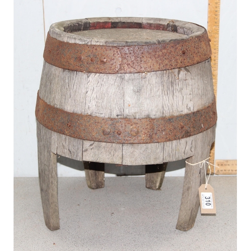 310 - Oak barrel planter, approx 443cm in diameter