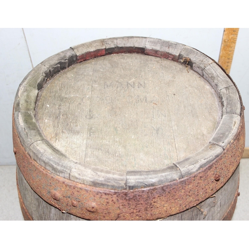 310 - Oak barrel planter, approx 443cm in diameter