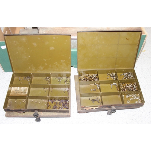 808 - Qty of vintage metal boxes and contents, believed to be British Airways stores