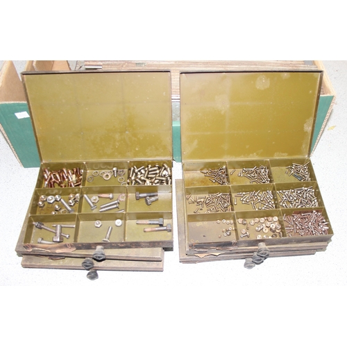 808 - Qty of vintage metal boxes and contents, believed to be British Airways stores