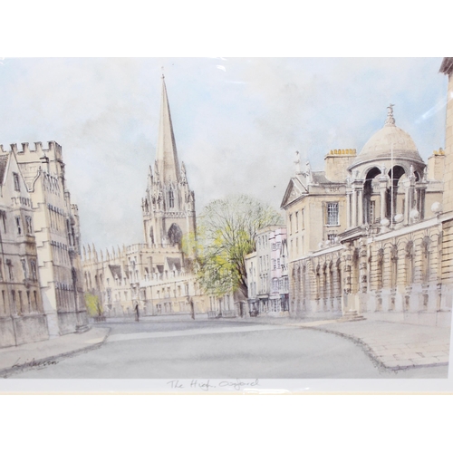 481 - 5 unframed prints of oxford, 4 By KJ Messer and 1 by Valerie Potts approx 26cm x 19cm