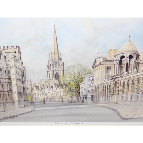 481 - 5 unframed prints of oxford, 4 By KJ Messer and 1 by Valerie Potts approx 26cm x 19cm