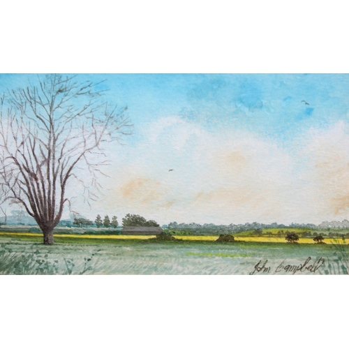 489 - 2 framed and signed watercolours by John Campbell titled verso 'The Distant Clumps' and 'Bramble Hed... 