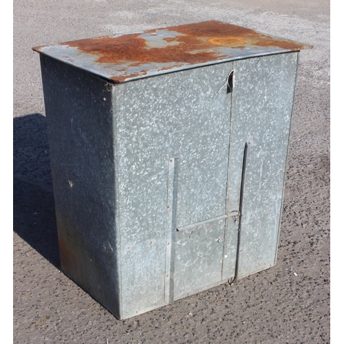 350 - A large vintage galvanised garden storage bin, approx 81cm wide x 58cm deep x 90cm tall