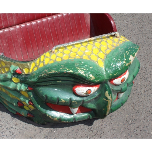 150 - An unusual vintage fairground ride car formed as a demonic owl, the body formed from fibreglass, app... 